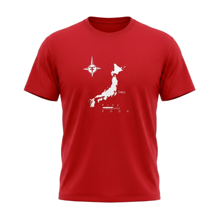 Five Four Japan Map "Tokyo" Graphic T-Shirt Red
