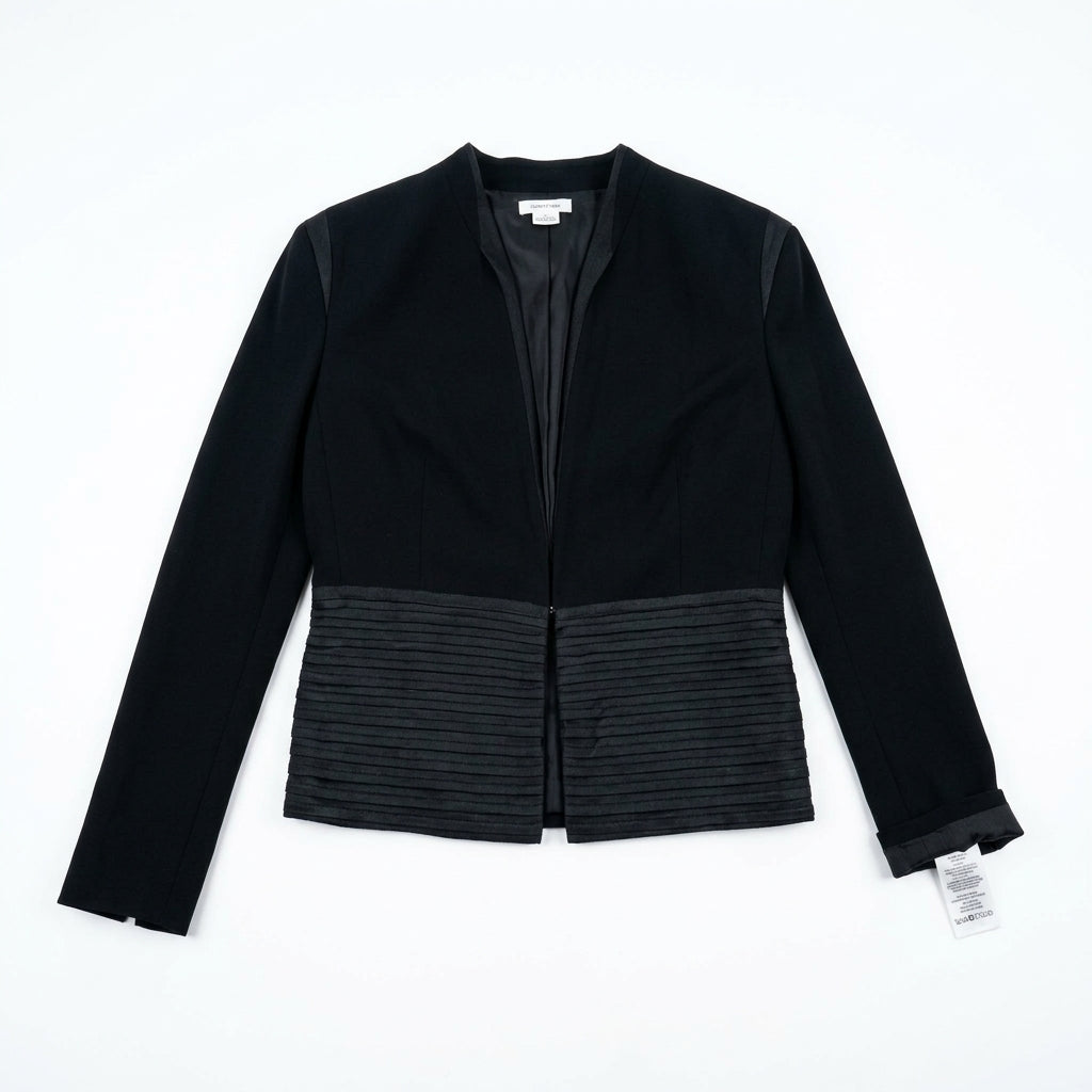 Helmut Lang Black Open Front Ribbed Waist Jacket Blazer Size 6