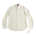 Theory Ivory Silk Military Utility Button Down Shirt Size P