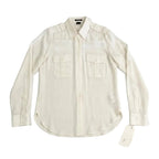 Theory Ivory Silk Military Utility Button Down Shirt Size P