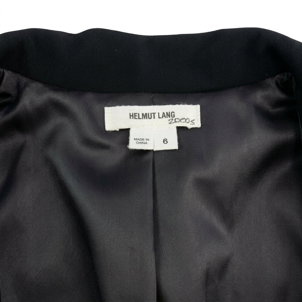 Helmut Lang Black Open Front Ribbed Waist Jacket Blazer Size 6