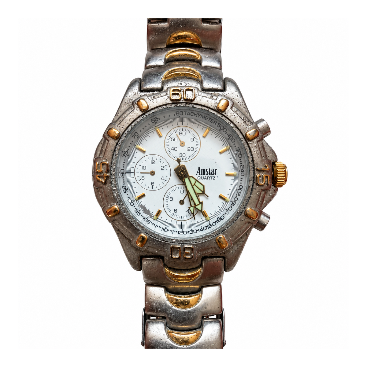 Vintage Amstar Two-Tone Chronograph-Style Watch - Requires a Battery