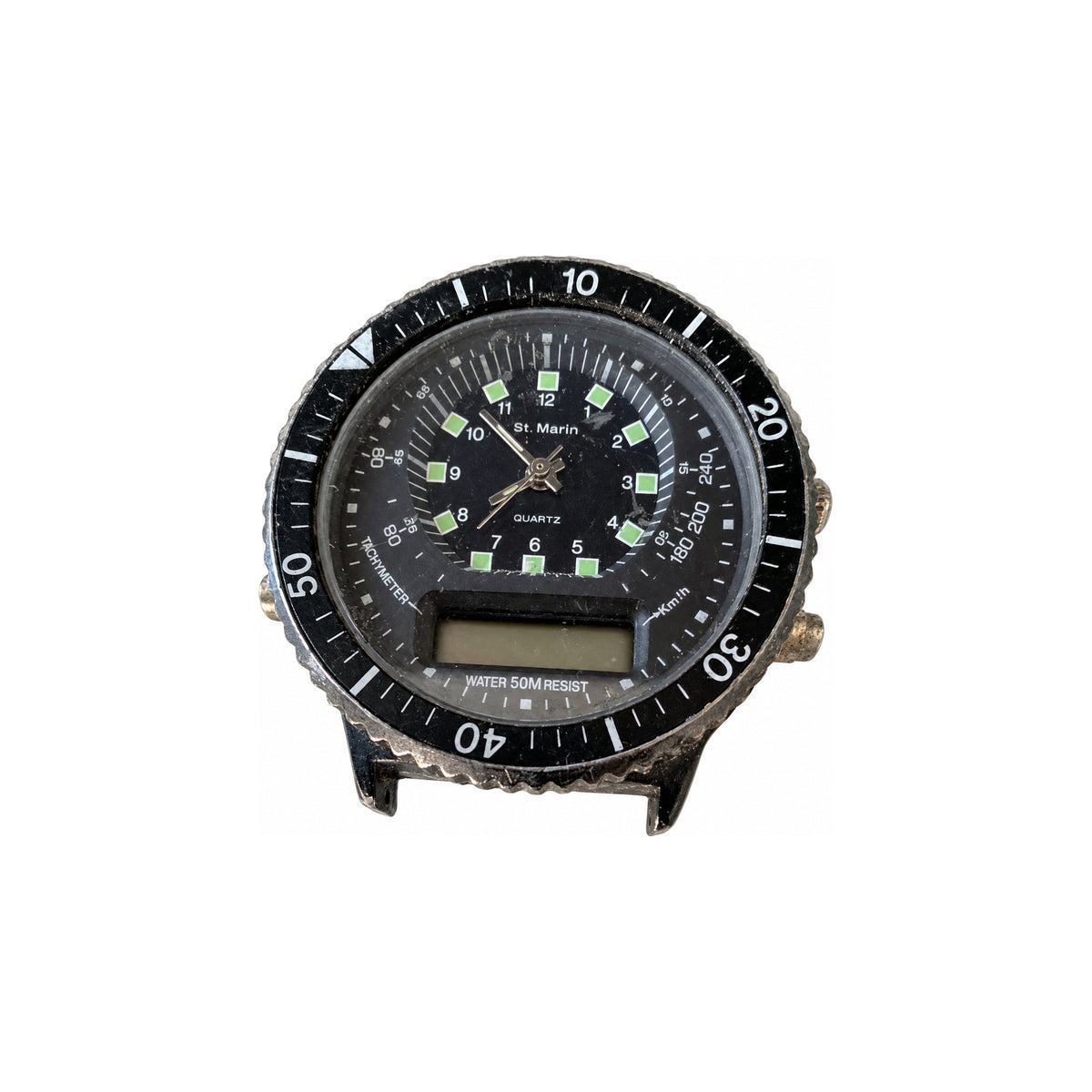 Vintage St. Marin Ana-Digi Black Dial Diver Watch - Requires a Battery