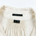 Theory Ivory Silk V-Neck Gathered Long Sleeve Blouse Size S