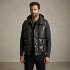 Zara Man Faux Leather Puffer Vest
