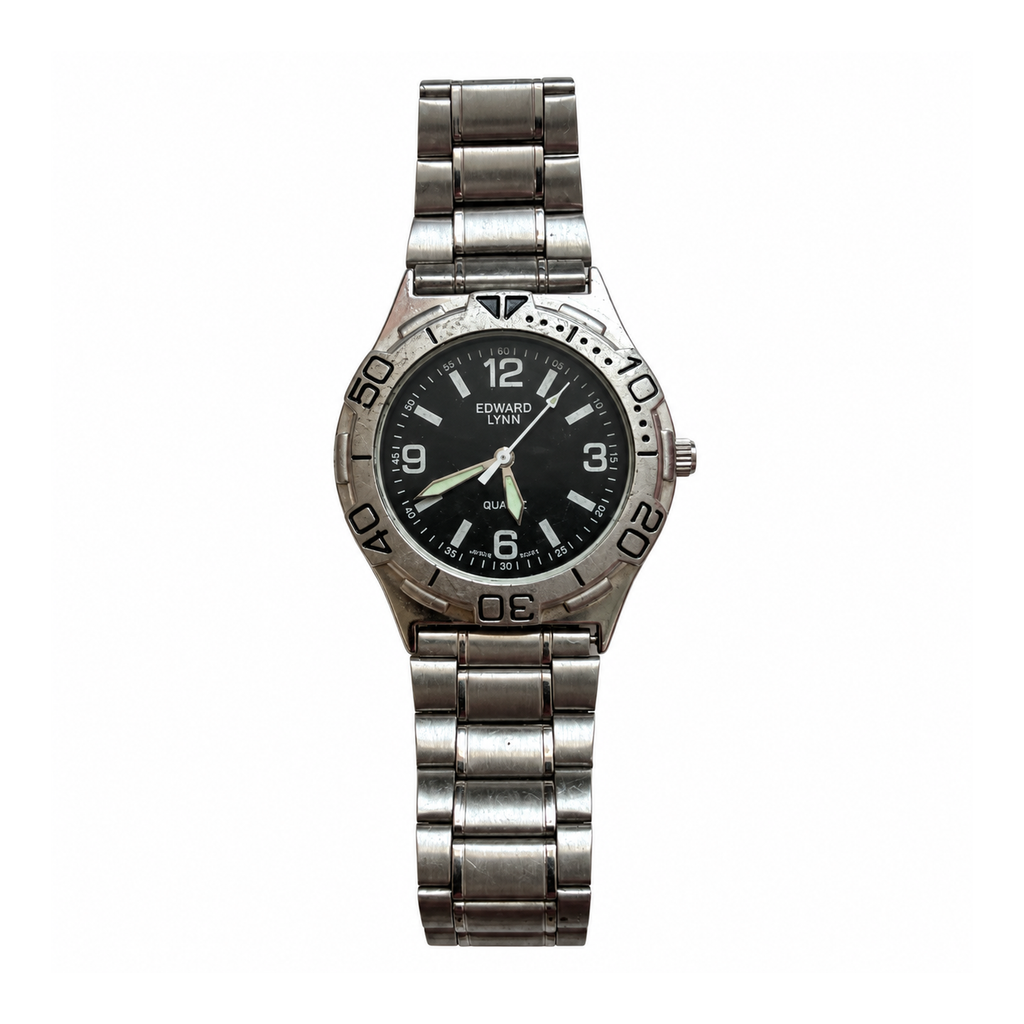 Vintage Edward Lynn Black Dial Sports Bracelet Watch - Requires a Battery