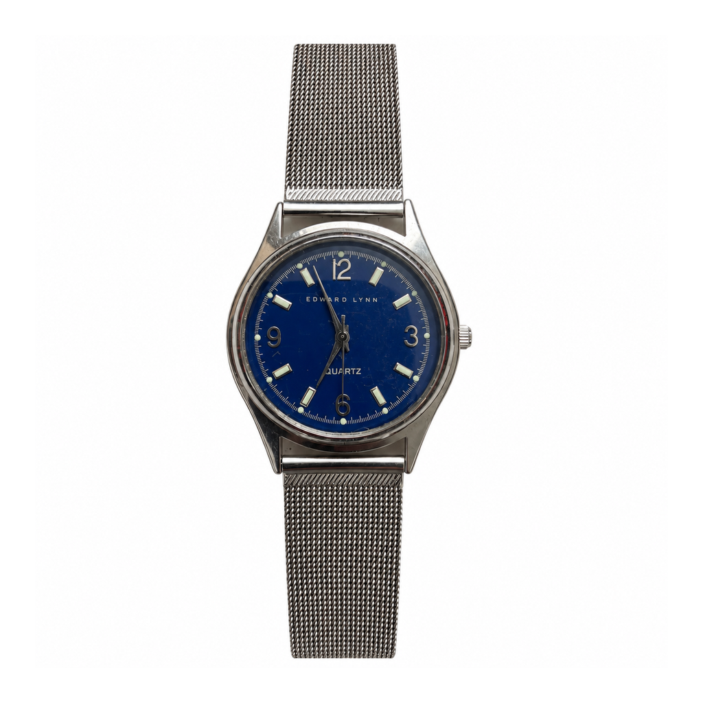 Vintage Edward Lynn Blue Dial Mesh Bracelet Watch - Requires a Battery