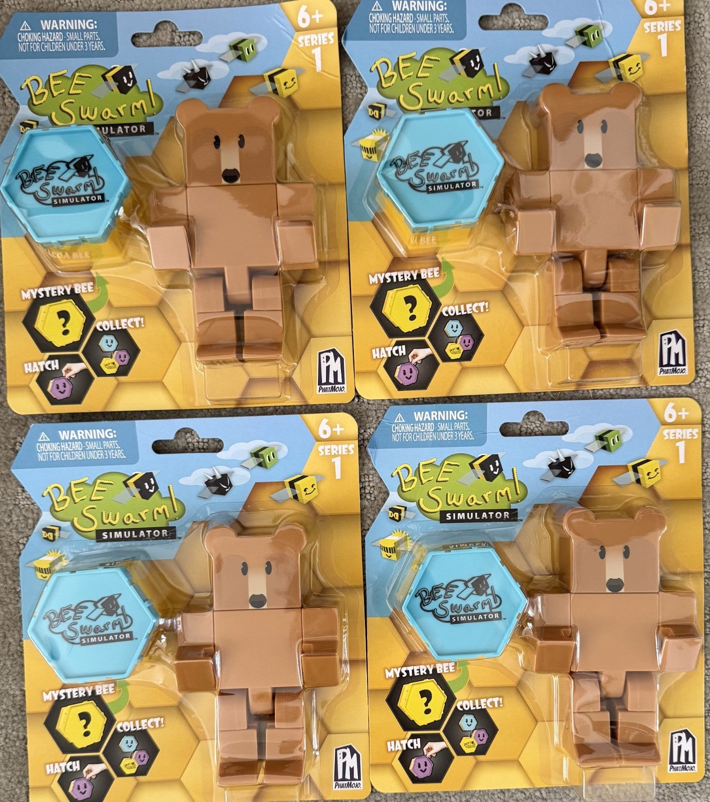 Bee Swarm Simulator Brown Bear Action Figure  Mystery Bee Honeycomb (Case Of 4)