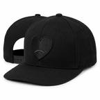 Black Snapback Cap - Tonal Black Heart Patch