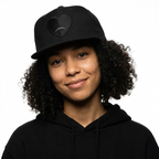 Black Snapback Cap - Tonal Black Heart Patch