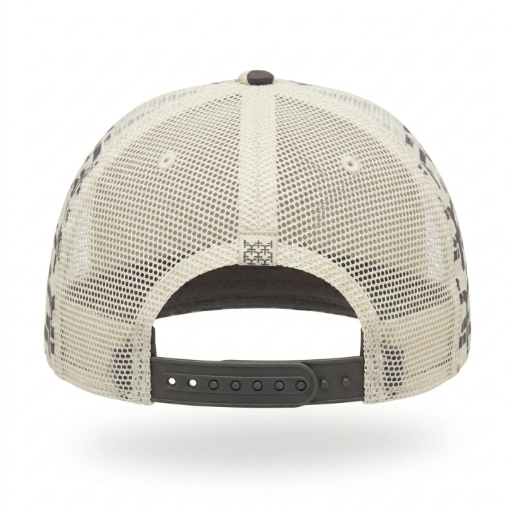 Monogram Print Mesh Trucker Cap – Cream & Grey