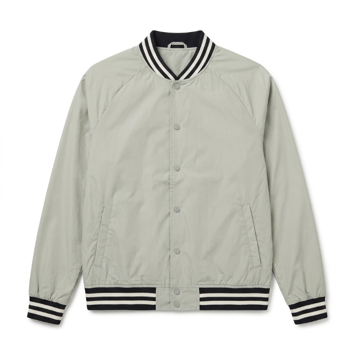 Five Four Light Grey Striped Ribbed Bomber Jacket