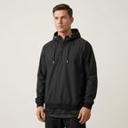 Grand AC Black Lightweight Sheer Mesh Hem Hooded Jacket