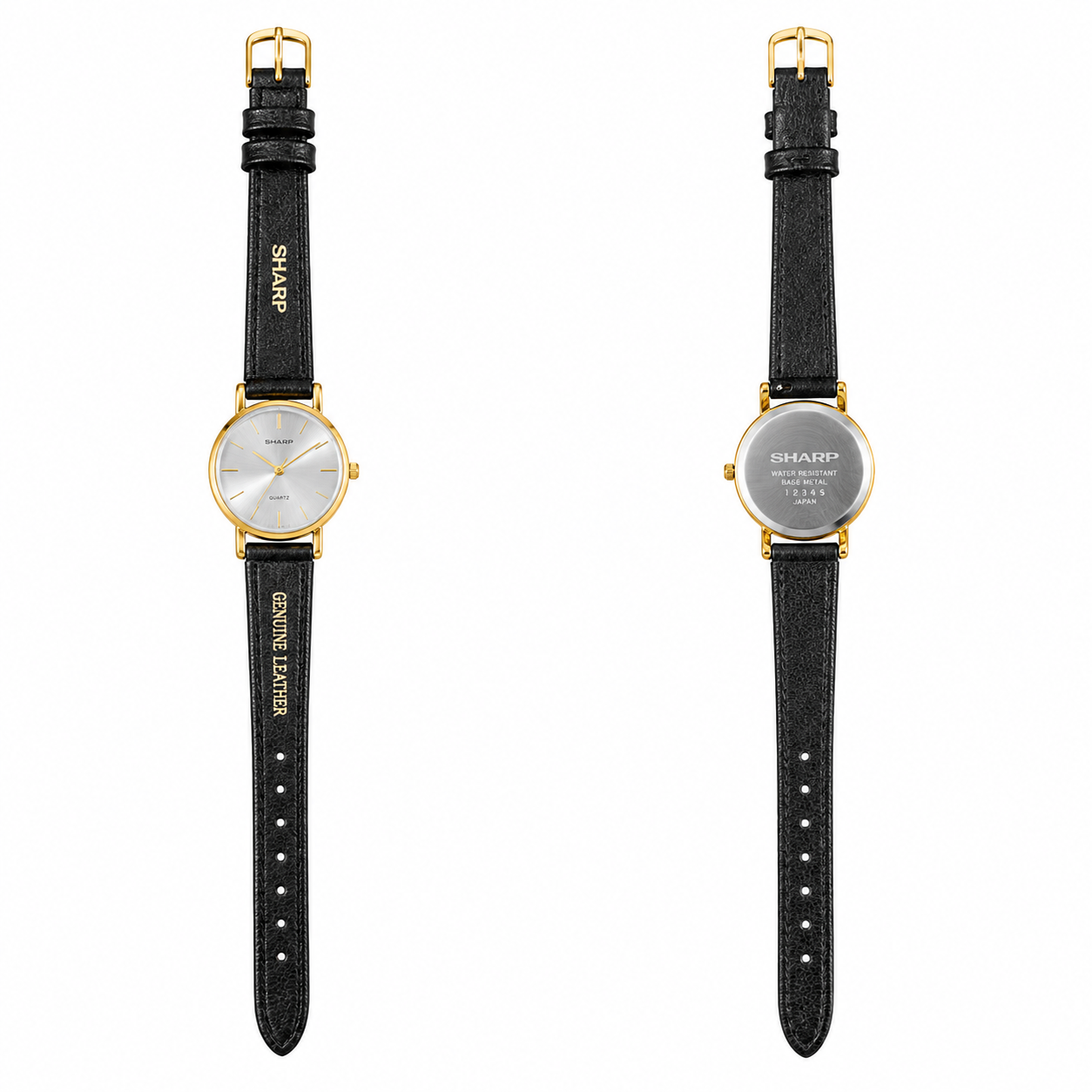 Vintage Sharp Arabic Numeral Quartz Watch - Gold/White Dial - Battery Required