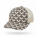 Monogram Print Mesh Trucker Cap – Cream & Grey