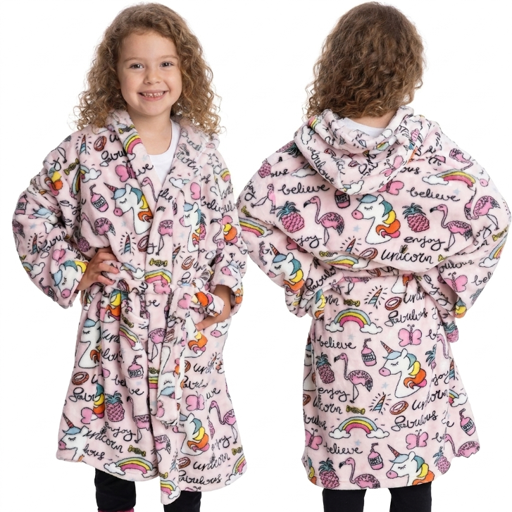 Mad Dog Fleece Kids Robes - Unicorn (Girls)