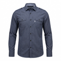 Five Four Micro Check Dual Pocket Long Sleeve Shirt - Navy Blue / White / Size Medium