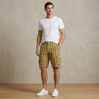 Five Four Yellow Plaid Cargo Shorts