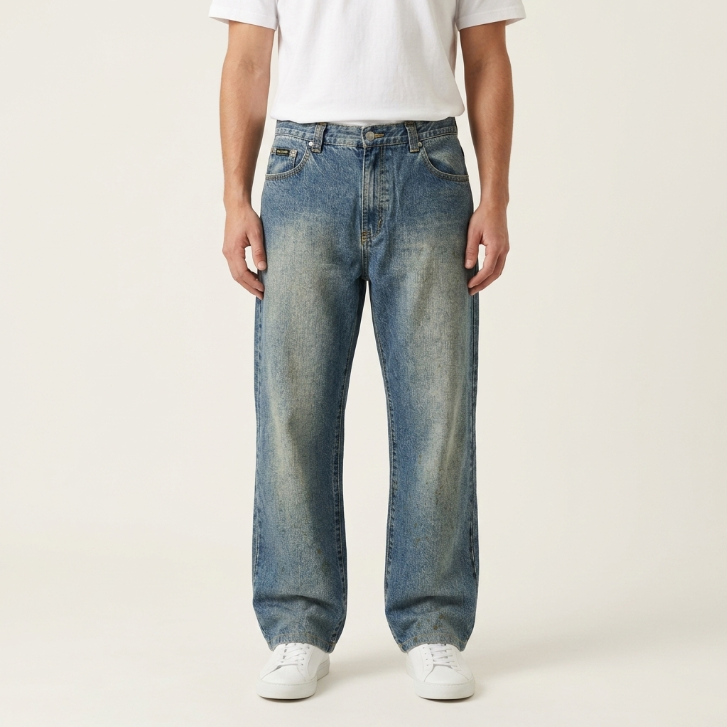 Anoname Faded Light Wash Straight Leg Jeans