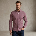 Five Four Micro Gingham Check Long Sleeve Shirt - Red / Navy / White / Size Large