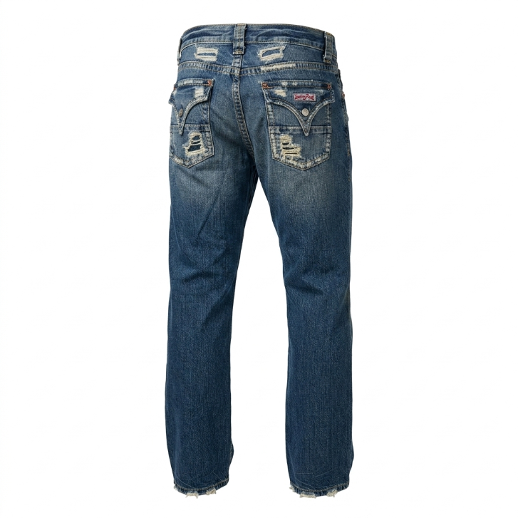 Hudson Jeans Distressed Medium Wash Straight Leg Denim Jeans