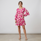 Diane von Furstenberg Pink Ginko Leaf Silk Dress Size 4