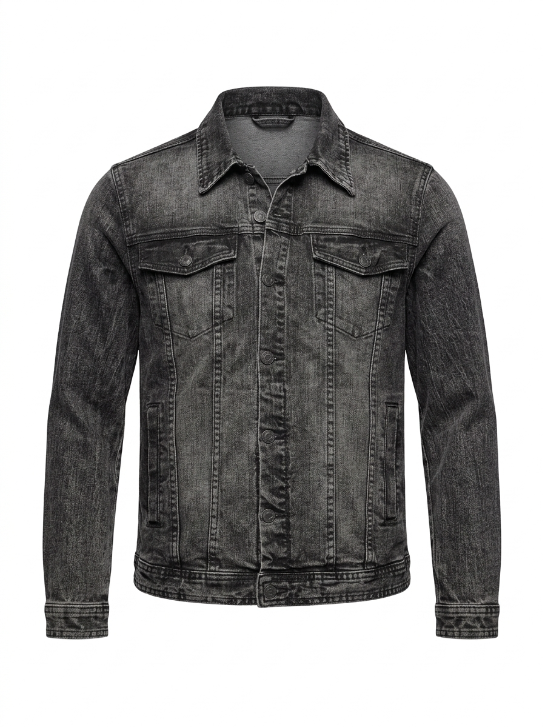 Five Four 12AMRUN Acid Wash Denim Jacket Black/Grey