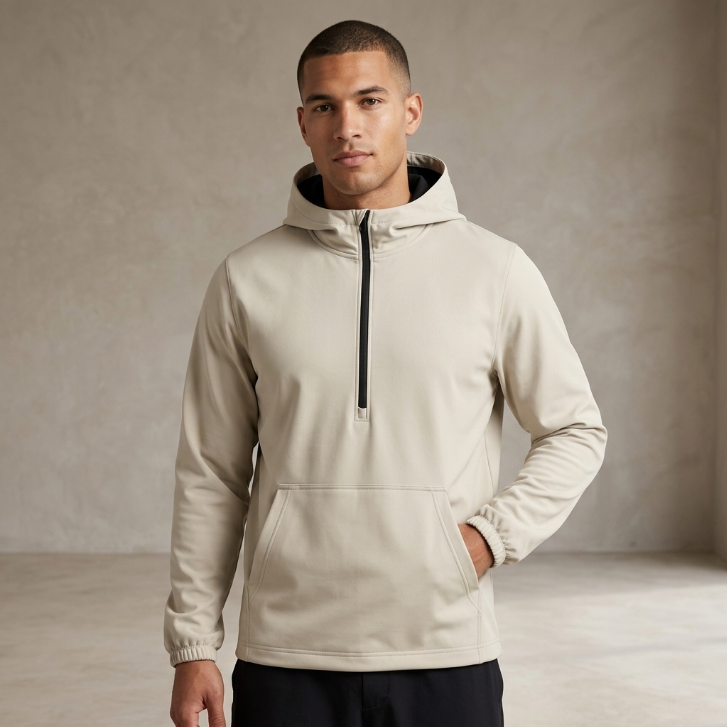 Grand Running Club Hooded Anorak Pullover Jacket Beige