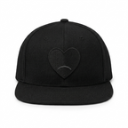Black Snapback Cap - Tonal Black Heart Patch