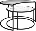 Mr. Kate Moon Phases Nesting Coffee Tables, White Faux Marble/Glass