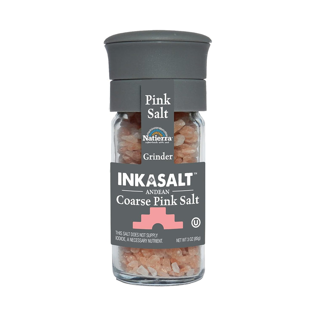 Natierra Himalania® Coarse InkaSalt Pink Salt Glass Grinder – 3 oz (85g)