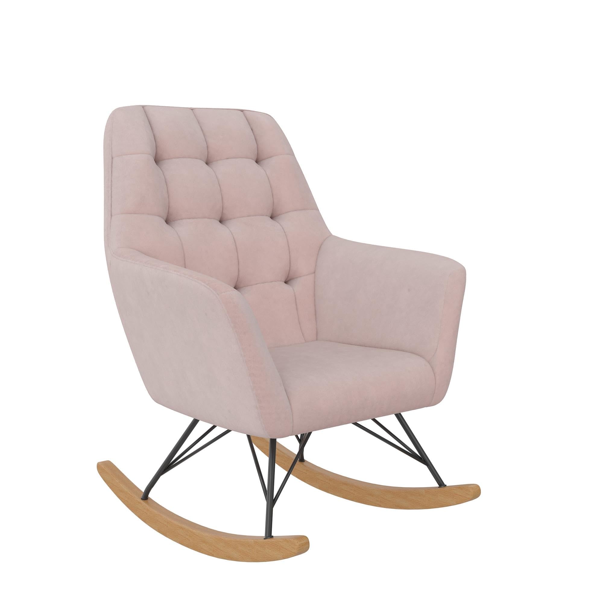 Little Seeds Raven Upholstered Rocker, Pink Velvet