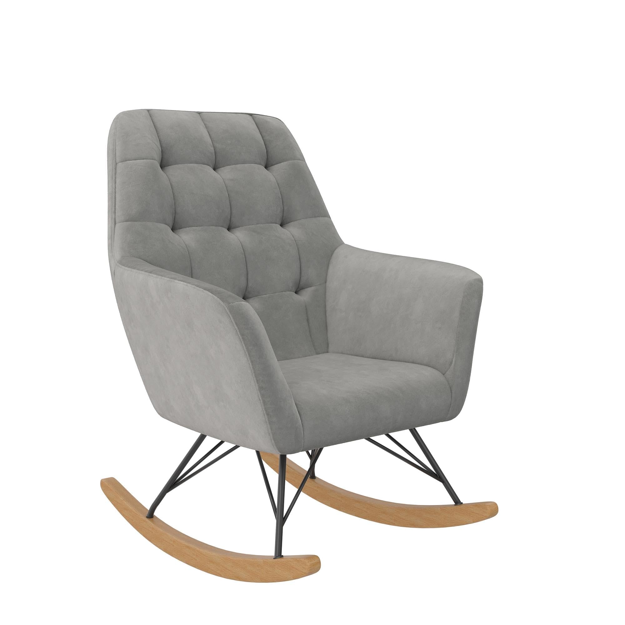 Little Seeds Raven Upholstered Rocker, Gray Velvet