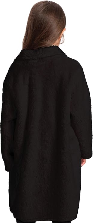 Mad Dog Sherpa Fleece Cardigans for Girls 5-12 Y, Cozy Kids Winter Fall Sweater Coats, Long Jacket for Home & Outdoor Wear