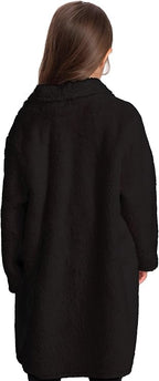 Mad Dog Sherpa Fleece Cardigans for Girls 5-12 Y, Cozy Kids Winter Fall Sweater Coats, Long Jacket for Home & Outdoor Wear