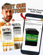 HOT FEET Work Socks for Men, Long All Weather Boot Crew Cotton Socks, Cushioned, Moisture Wicking, Stocking Stuffers