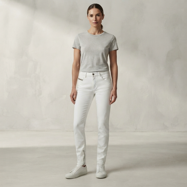 Diesel Zivy White Skinny Ankle Zip Stretch Jeans Size 27x34