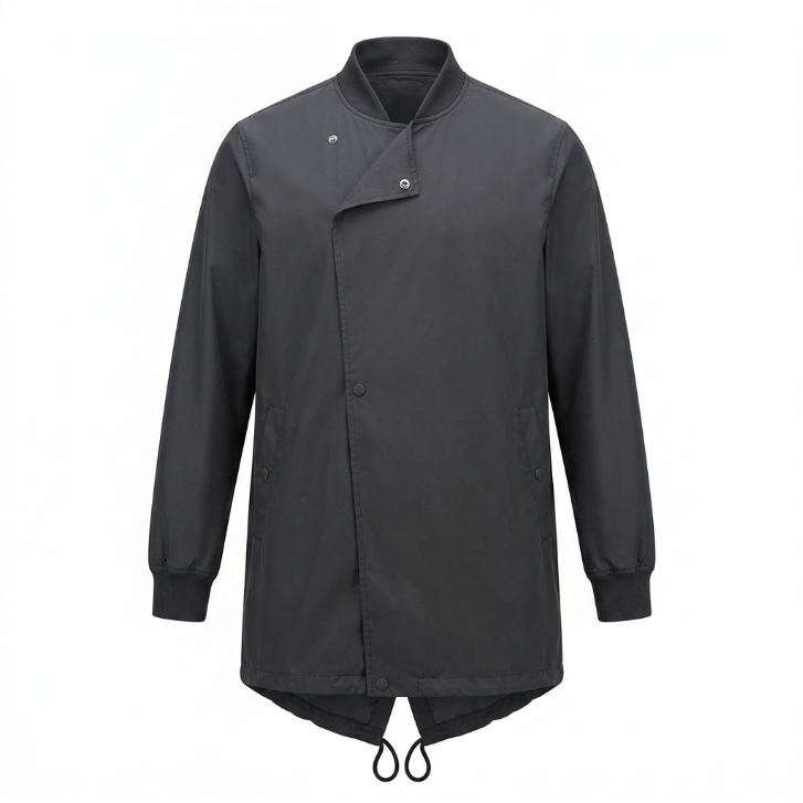 Five Four x Chris Paul Longline Asymmetric Parka Bomber Jacket Black