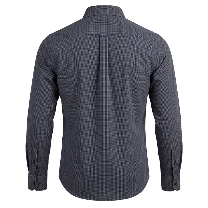 Five Four Micro Check Dual Pocket Long Sleeve Shirt - Navy Blue / White / Size Medium