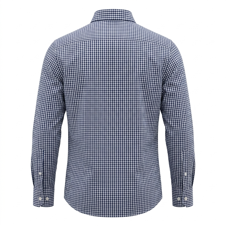 Five Four Blue & White Gingham Check Long Sleeve Shirt - Blue / White / Size Large