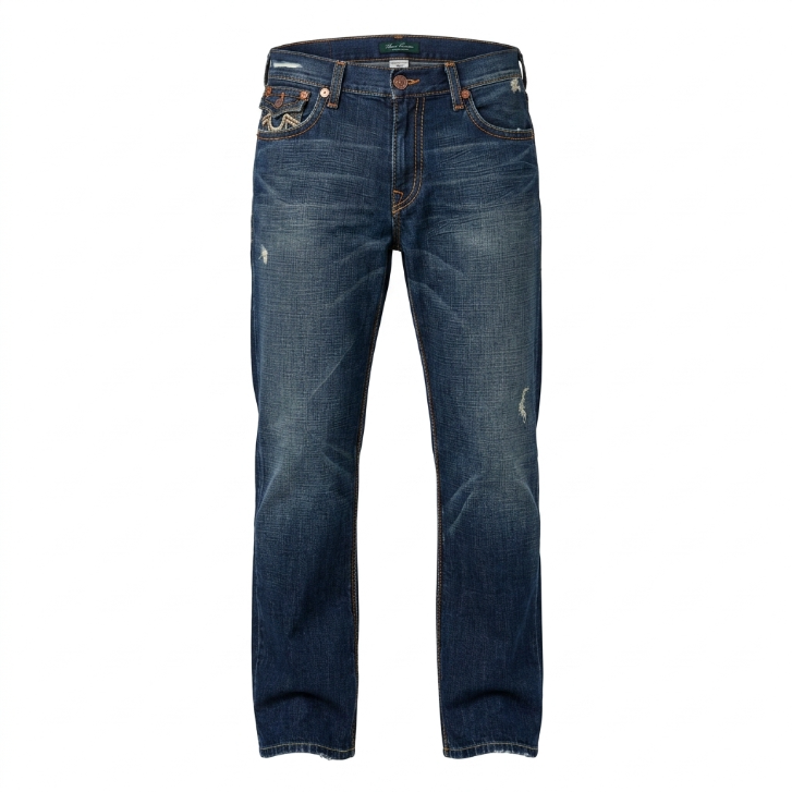 Five Four Distressed Medium Wash Straight Leg Denim Jeans