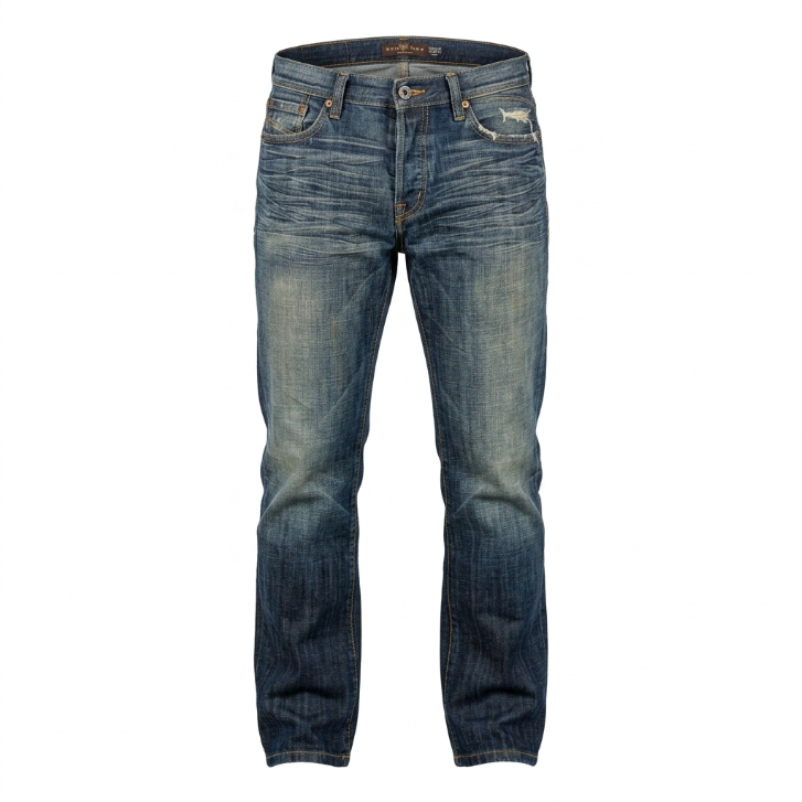 Five Four Faded Medium Wash Whiskered Straight Leg Jeans