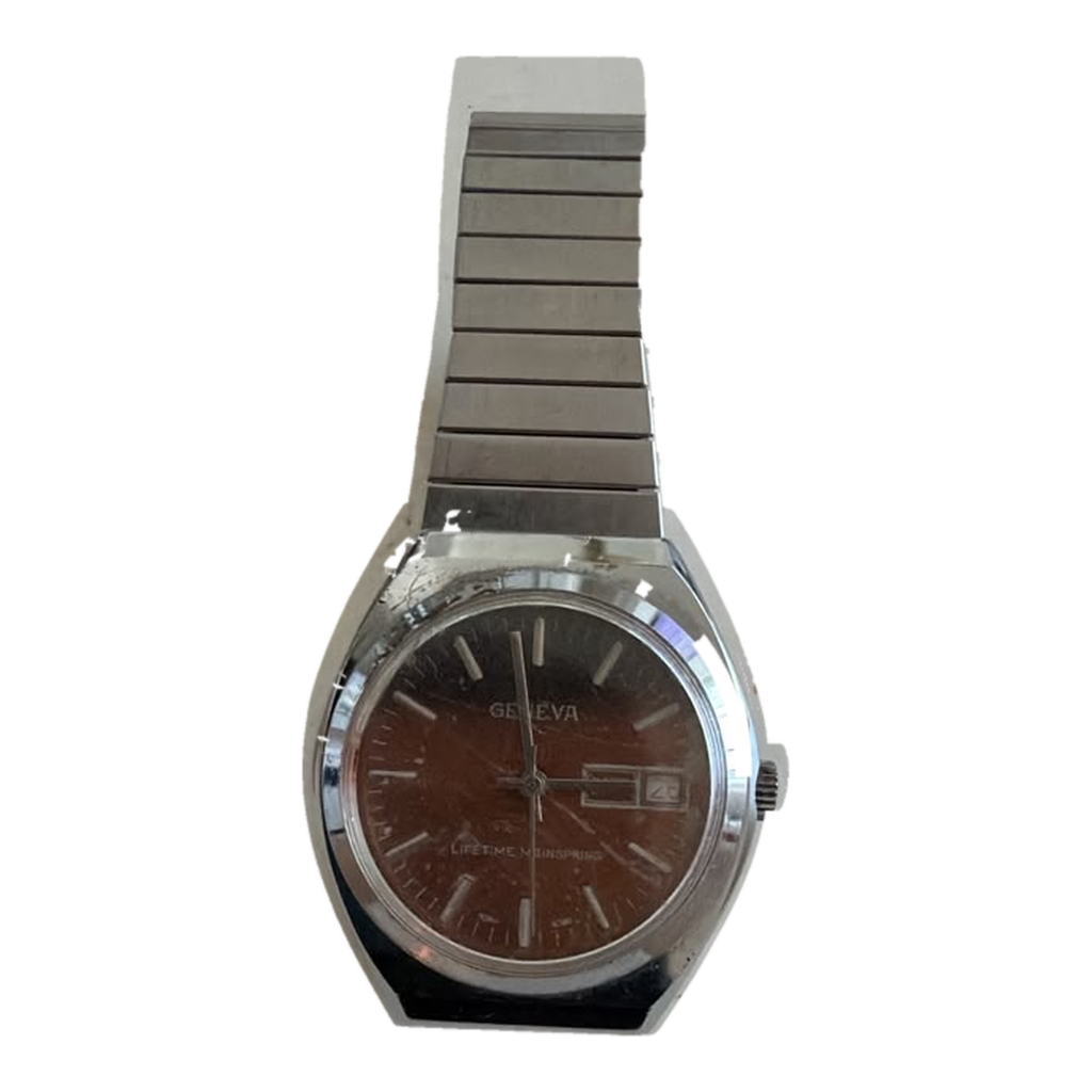 Vintage Geneva Brown Dial Day-Date Mechanical Watch - Requires Winding
