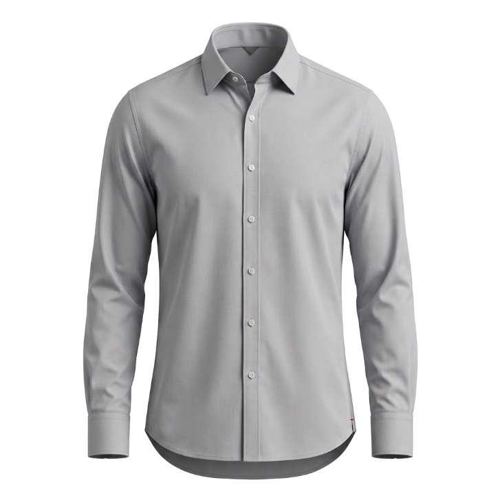 Five Four Slate Grey End-On-End Long Sleeve Shirt - Slate Grey / Size Large