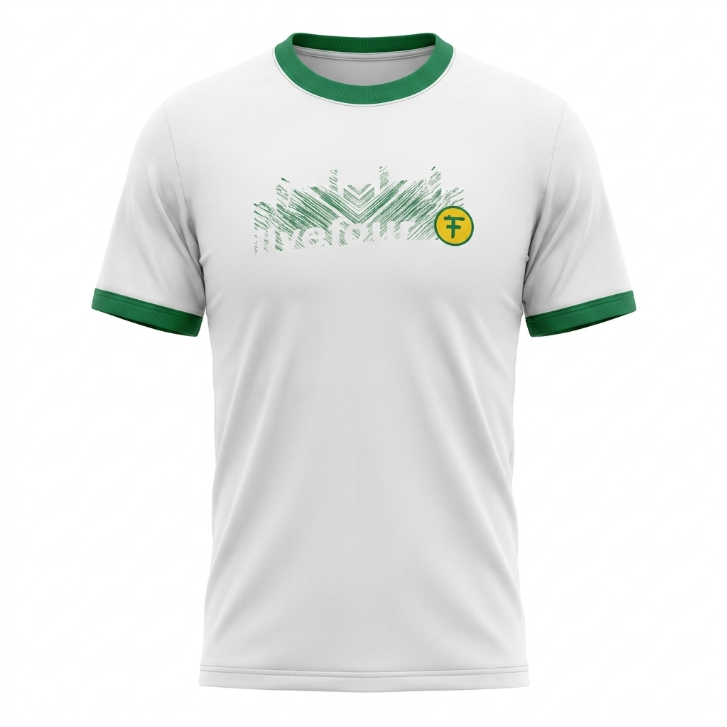 Five Four Green Trim Ringer Graphic T-Shirt White