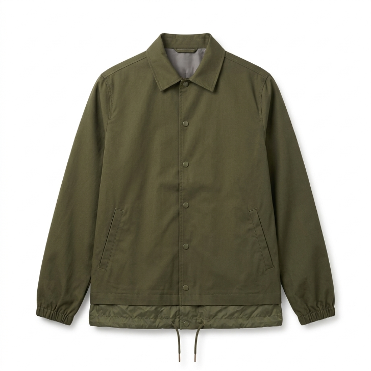 Five Four Olive Green Snap Front Coach Jacket