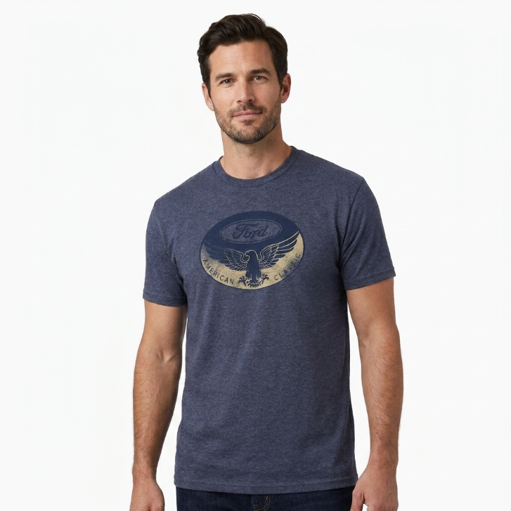 Ford American Classic Eagle Logo T-Shirt - Heather Navy