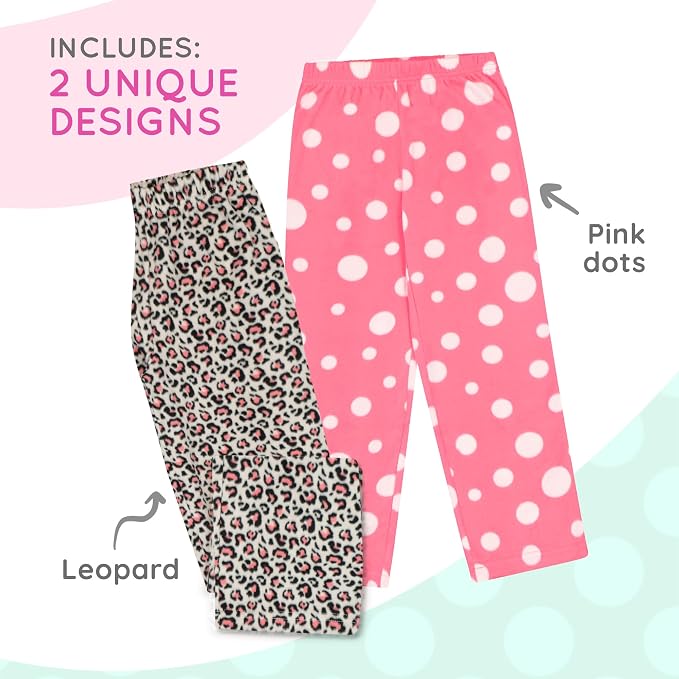 Mad Dog Girl's Pajama Pants - 2/3 Pack, Soft Micro Fleece Fashion Sleepwear Lounge. Sizes: 6-16