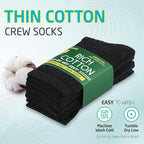 HOT FEET Thin Crew Summer Socks for Women - 5 Pack, Breathable Moisture Wicking, Lightweight Ribbed Cotton Socks Size 5.5-9.5