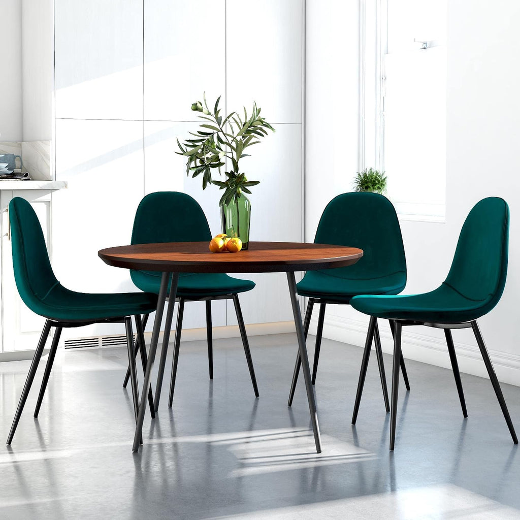RealRooms DHP Calvin Upholstered Dining Chair, Set of 4, Green Velvet